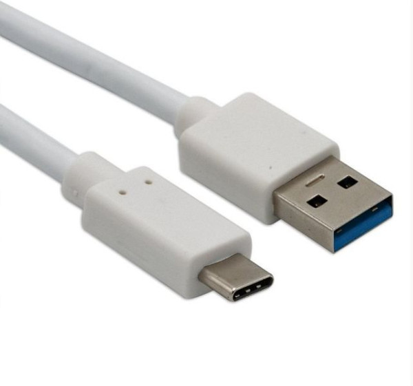 Helos USB Type-C naar USB 3.1 oplaad-/datakabel, 1 m wit, 181543