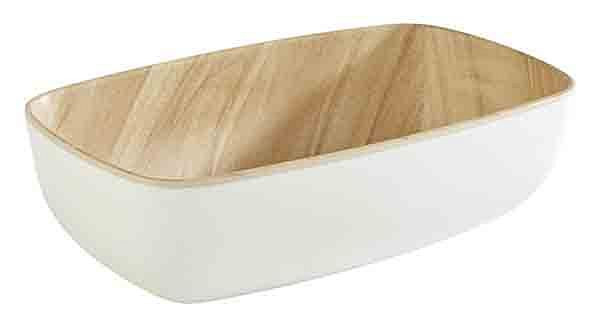 APS GN 1/9 schaal -FRIDA-, 17,6 x 10,8 cm, hoogte: 5,5 cm, melamine, binnenkant: houtlook, buitenkant: wit, 84555