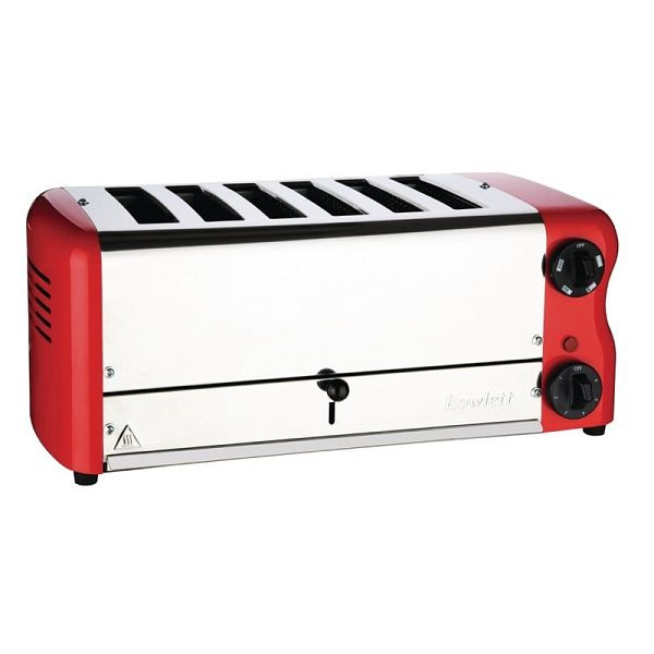 Rowlett Esprit broodrooster met 6 sleuven rood met 2 extra elementen en sandwichkooi, CH188