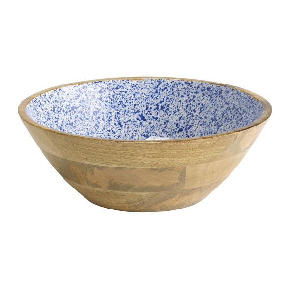 APS kom "MANGO", mangohout, epoxyharscoating aan de binnenkant, Ø 30 cm, 3 liter, witblauw, 01054