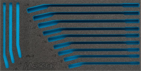 Hazet 2-componenten zachtschuim inlay, voor 163-385/12, 606 N/12, afmetingen/lengte: 342 mm x 172 mm Organisatiesysteem maat: 1/3 (342 x 172 mm), 163-385L