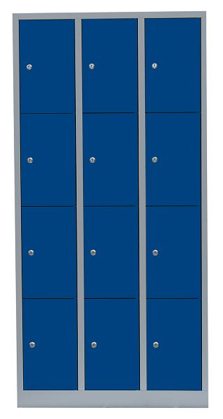Lüllmann stalen compartimentenkast, 1800 x 885 x 500 mm, lichtgrijs/gentiaanblauw, 520431
