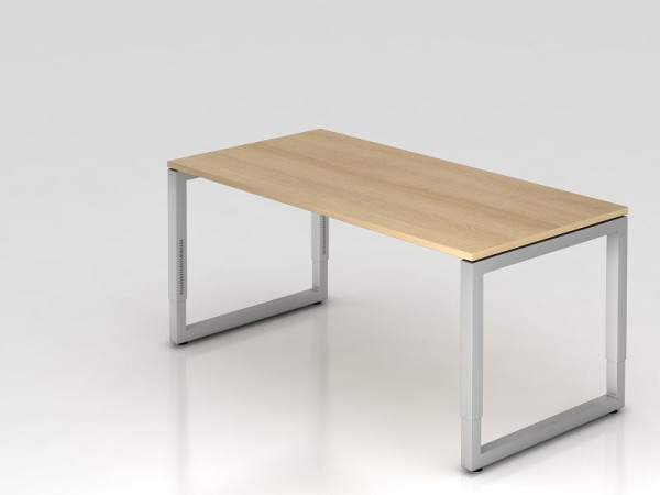 Hammerbacher bureau O-voet vierkant 160x80cm eiken, rechthoekige vorm met zwevend tafelblad, VRS16/E/S