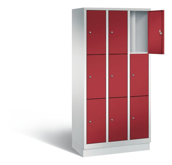 C+P lockerkast Evolo, H1800xB900xD500mm, kleur: lichtgrijs/robijnrood, 48020-303 S10006