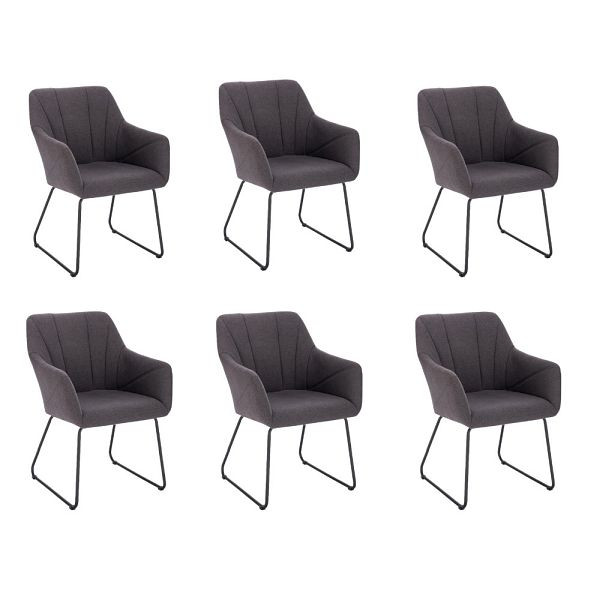 HOME DELUXE armleuningstoel set van 6 PAKU – geweven stof antraciet, 50882