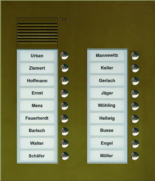 TCS audio buitenstation serie PUK 18 belknoppen (rechts uitgelijnd), 2 kolommen, UP brons, PUK18/2-EB