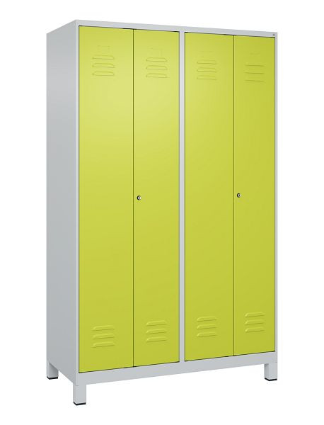 C+P luierkluis Classic PLUS, dubbele locker, voeten, 4 vakken, 1950x1200x500mm, 7035/0024, cilindersloten, 080012-40P S10028