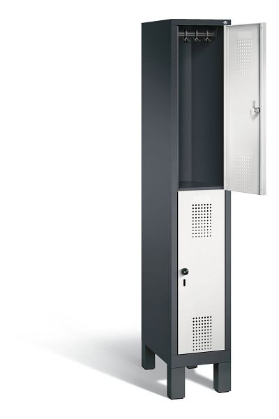 C+P locker dubbeldekker Evolo, H1850xB320xD500mm, kleur: zwartgrijs/lichtgrijs, 48310-10 S10032
