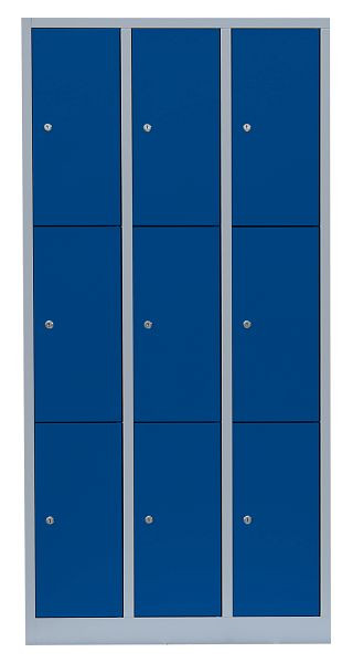 Lüllmann stalen compartimentenkast, 1800 x 885 x 500 mm, lichtgrijs/gentiaanblauw, 520331