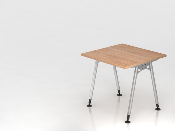Hammerbacher bureau A-poot 80x80 walnoot, rechthoekige vorm, VAS08/N/S