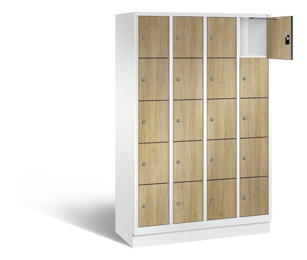 C+P lockerkast Evolo, H1800xB1190xD500mm, kleur: verkeerswit / decor eiken Sereno, 48020-405 S10301