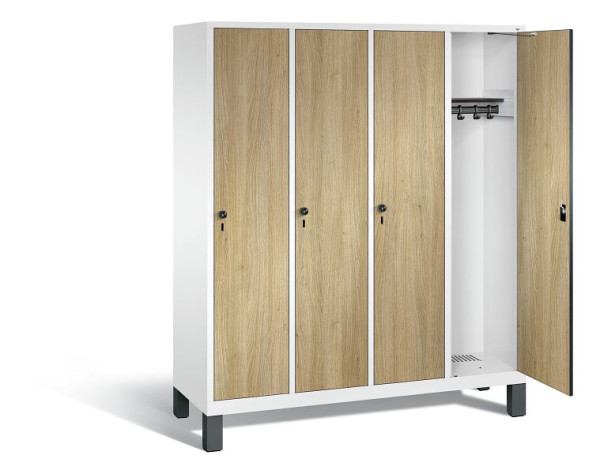 C+P garderobe Evolo, H1850xB1590xD500mm, kleur: verkeerswit / decor eiken Sereno, 48010-42 S10204