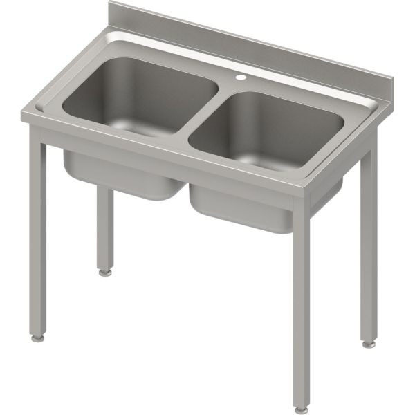 Stalgast RVS spoelbak ECO zonder onderstel 1000x600x850mm, met twee waskommen en opstaande rand, zelfmontage (AISI201), DST10662A