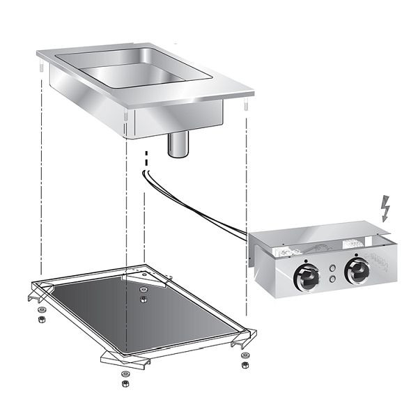 Gastro-Inox drop-in multifunctionele braadpan, 40cm met aansluitdoos, 160.550