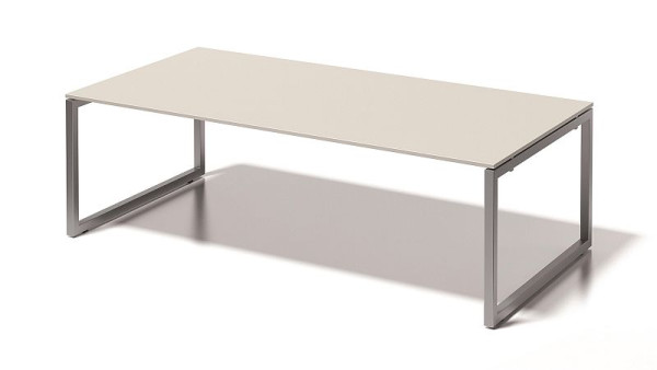 Bisley Cito directiewerkplek/vergadertafel, 730 mm vaste hoogte O-frame, H 19 x B 2400 x D 1200 mm, grijswit/zilver, DOF2412GW355