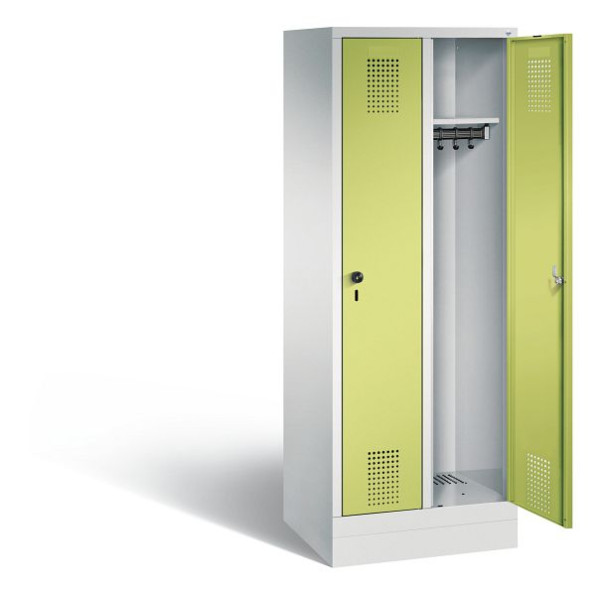 C+P schoollocker Evolo, H1600xB610xD500mm, kleur: lichtgrijs / virid groen, 480206-20 S10045