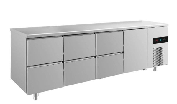 A&S Polarny koeltafel -2 tot +8°C met 1x deur rechts en 3x twee laden, 2330 x 700 x 850 mm, KT4ZZZT
