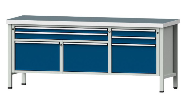 ANKE werkbanken kistwerkbank, model 281 V, 2000 x 700 x 850 mm, RAL 7035/5010, UBP 50 mm, 304.526