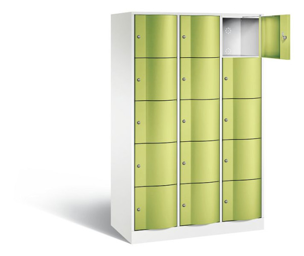 C+P lockerkast Resisto, H1950xB1148xD540mm, kleur: verkeerswit / virid green, 8570-372 S11187
