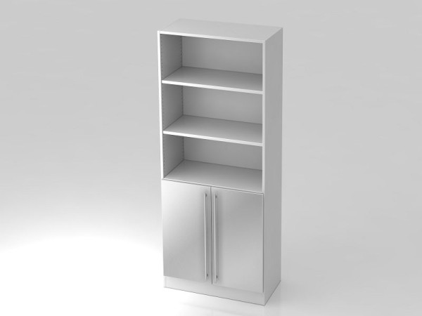 Hammerbacher kast 5OH, 2 deuren onder plintpaneel, relinggreep wit/zilver, 80x42x200,4 cm (BxDxH), V7700/W/S/RE
