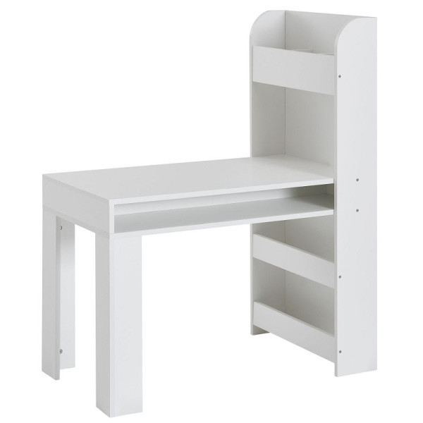 Wohnling kinderbureau wit 90x50x110 cm schildertafel kinderkamer met plank, kindertafel modern, studentenbureau met opbergruimte, WL6.388