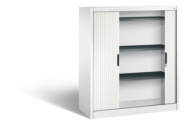 C+P dressoir met rolluik Omnispace, H1345xB1200xD420mm, kleur: verkeerswit, verzonken greep, 3 niveaus, 3223-00 S10127
