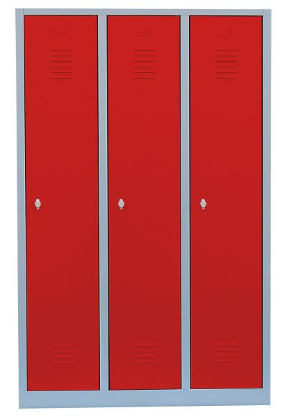 Lüllmann stalen kledingkast/garderobe, 1800 x 1185 x 500 mm, lichtgrijs/vuurrood, 515134