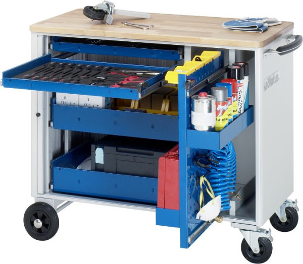 RAU gereedschapswagen serie adlatus model 10240, B1025 x D520 x H890 mm, inclusief massief beukenhouten werkblad, 02-10240B.11