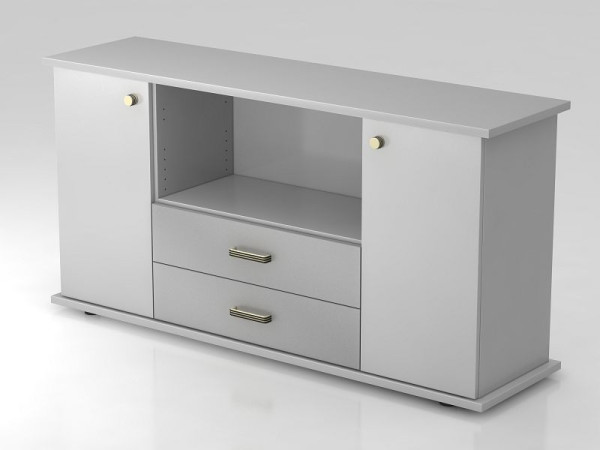 Hammerbacher dressoir 2 deuren, 2 lades, gestreept handvat grijs/grijs, 166,1x44,8x84 cm (BxDxH), VSBTS/5/5/SG