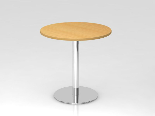 Hammerbacher vergadertafel 80cm rond beuken/chroom, verchroomd frame, VSTF08/6/C