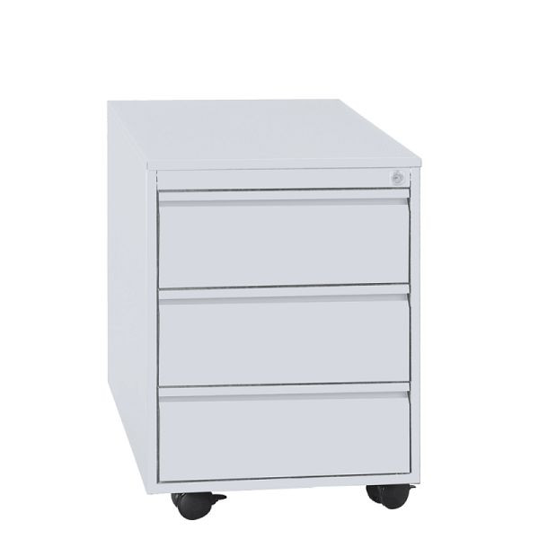 Lüllmann rolcontainer, greeplijst voorzijde, 3 laden, 610 x 460 x 590 mm, lichtgrijs, 505305
