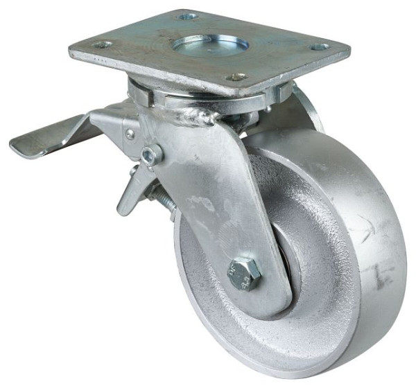 BS Wielen Zwaarlastwiel met rem, wielbreedte 45 mm, wiel-Ø 150 mm, draagvermogen 600 kg, gegoten loopvlak, gegoten wiellichaam, kogellager, RR120.C81.150