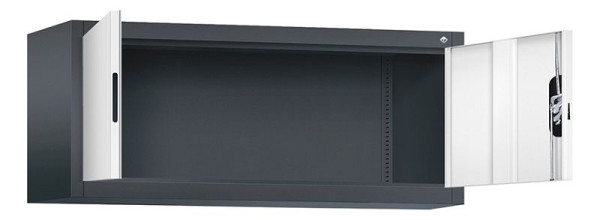 C+P bovenkast Acurado, H500xB1200xD400mm, kleur: zwartgrijs / verkeerswit, verzonken handgreep, 9464-000 S10134