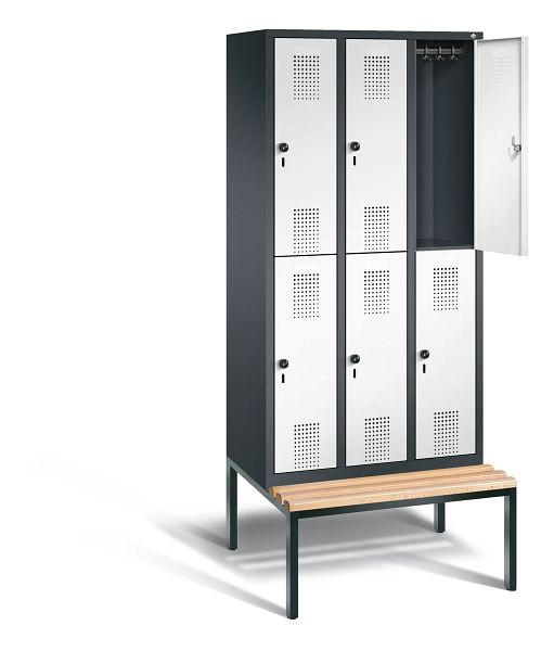 C+P locker dubbeldekker Evolo, H2090xB900xD815mm, kleur: zwartgrijs / verkeerswit, 48350-30 S10321