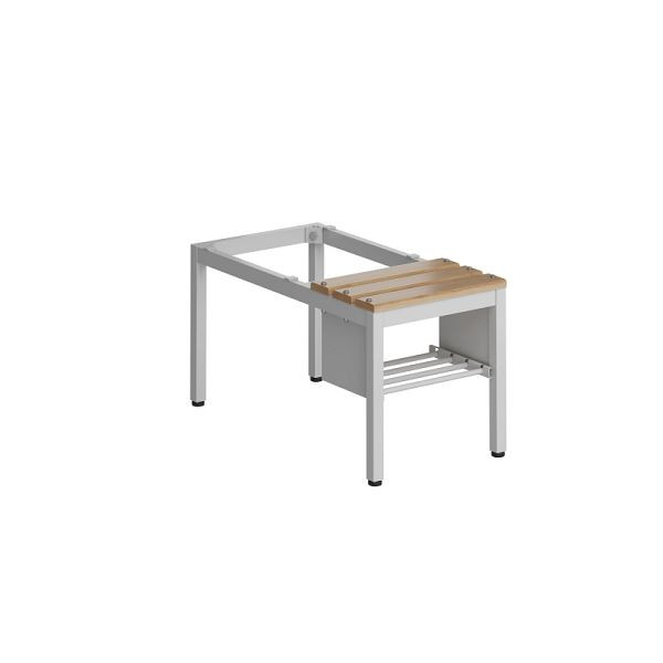 Lüllmann ClassiX bankonderstel met schoenenrek, beuken zitkussens, 420 x 415 x 800 mm, lichtgrijs, X-524220