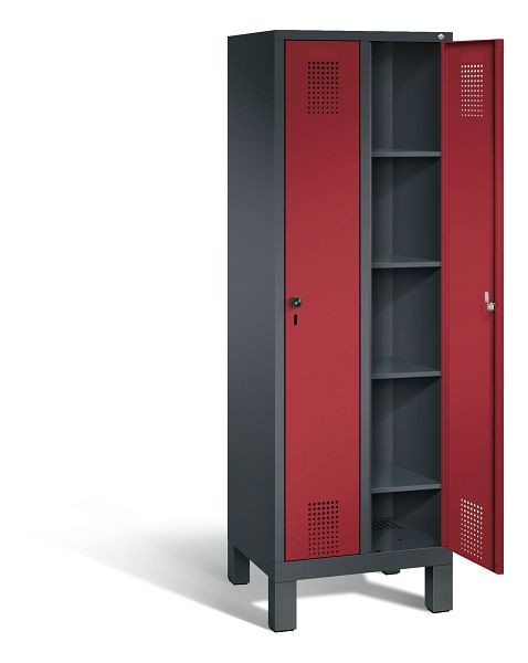 C+P washok Evolo, H1850xW610xD500mm, kleur: zwartgrijs / robijnrood, 48010-20B S10018