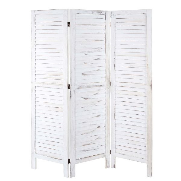 Mendler Paravent HWC-G30, scheidingswand, room divider, shabby look 170x120cm, wit, 67522