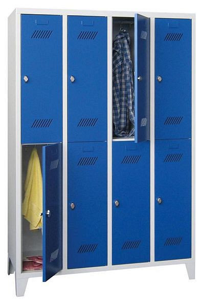 Pavoy Kleider-Schließfachschrank mit Füßen 1850/500/1200, 4b x 2h, Drehriegelverschluss, Abteilbreite 300, 60260-423-032-910