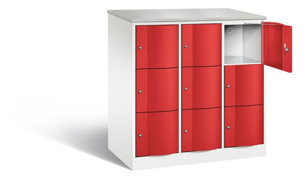 C+P XL lockerkast Resisto, H1255xB1148xD640mm, kleur: verkeerswit / vuurrood, 8573-373 S10175