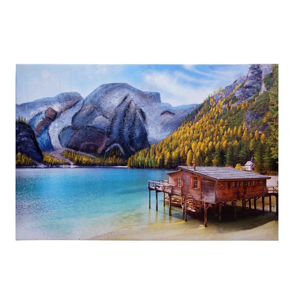 Mendler muurschildering landschap HWC-H25, canvas foto zand schilderij schilderijen, handgeschilderde XL muurschildering, 80x120cm, 72770