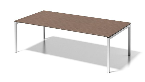 Bisley Cito directiewerkplek/vergadertafel, 730 mm in hoogte vast U-frame, H 19 x B 2400 x D 1200 mm, walnoot/verkeerswit, DUF2412WN396