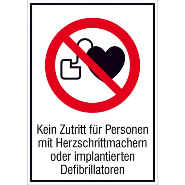 Stein HGS HGS combinatiebord, geen toegang voor mensen met pacemakers of geïmplanteerde defibrillatoren, 131 x 185 mm / film, zelfklevend, 21.a6268