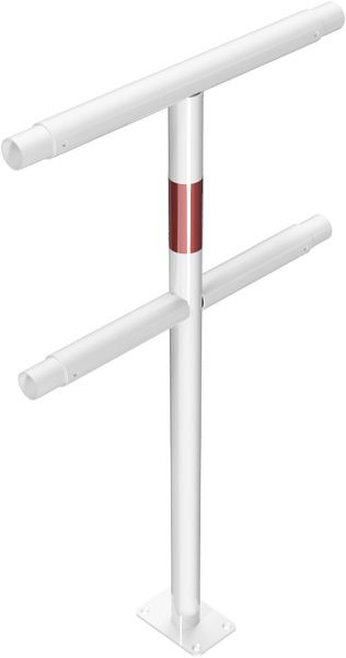 Schake beschermrailing, stalen buis Ø 48 mm, steunpaal voor plugbevestiging, middenpaal, thermisch verzinkt en wit gecoat, 448_81PB