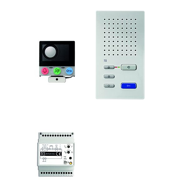 TCS deurbedieningssysteem audio: pakketinstallatie voor 1 wooneenheid, met ingebouwde luidspreker ASI12000, 1x handsfree luidspreker ISW3130, bedieningseenheid BVS20, PAIF010 / 003