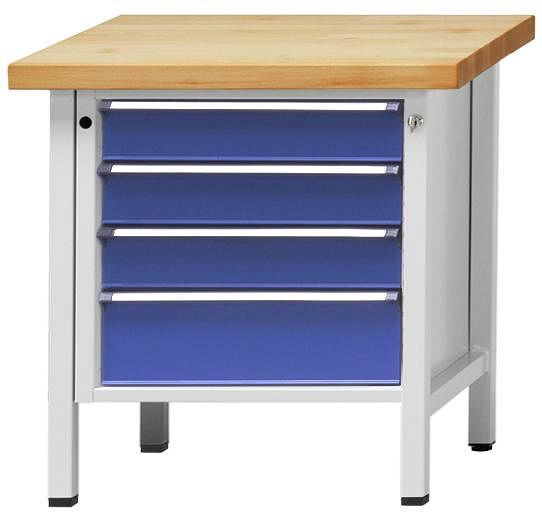 ANKE kastwerkbank; 800 x 700 mm; RAL 7035/5010; 4 laden 120, 120, 120, 180 mm