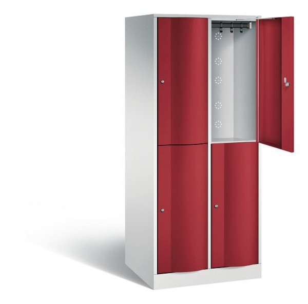 C+P locker dubbellaags XL Resisto, H1950xW772xD640mm, kleur: lichtgrijs/robijnrood, 8270-273 S10011