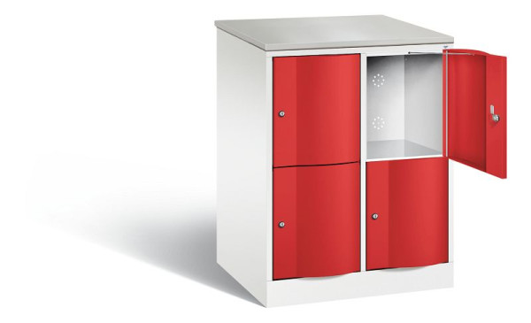 C+P XL lockerkast Resisto, H1077xB772xD640mm, kleur: verkeerswit / vuurrood, 8472-273 S10074