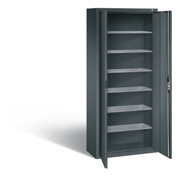 C+P tijdschriftenkast serie 13, H1690xB700xD300mm, kleur: antracietgrijs, verzonken handgreep, 133413-20 S10186