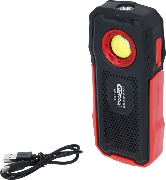 KS Tools Mobiele werkplaatshandlamp, 500 lumen, met Bluetooth-luidspreker, opvouwbaar, 150.4500