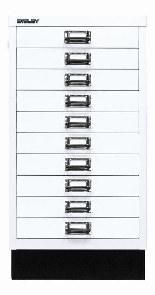 Bisley MultiDrawer™, 29-serie met onderstel, DIN A3, 10 laden, verkeerswit, L29A310S696